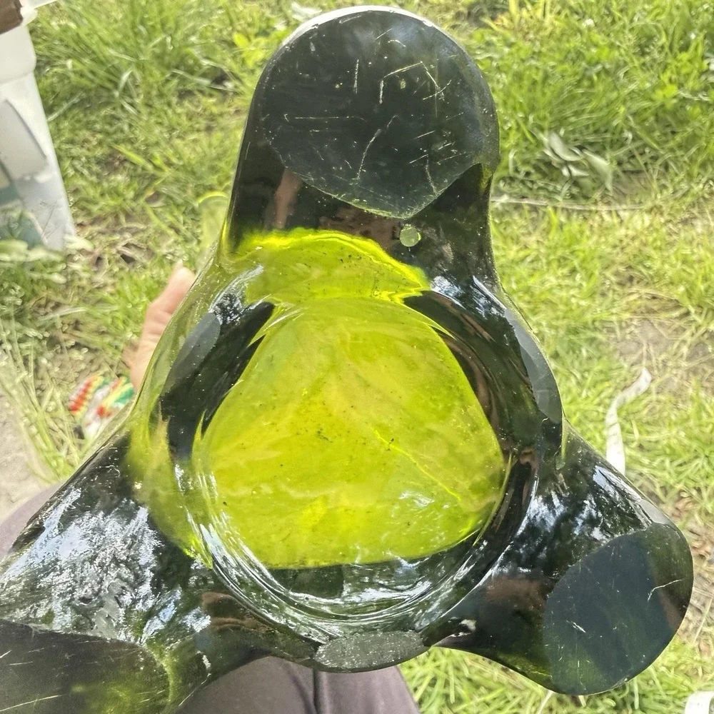 Vintage Viking Green Glass Swung Vase  27